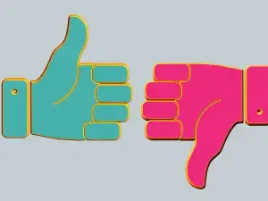 Einmal Daumen hoch und einmal Daumen runter visualisieren den Titel Widersprüche