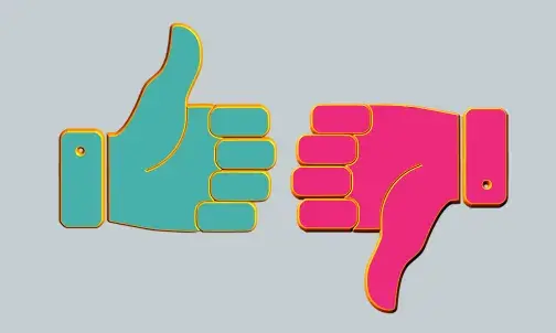 Einmal Daumen hoch und einmal Daumen runter visualisieren den Titel Widersprüche